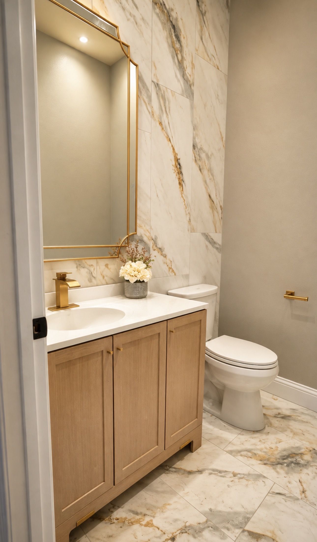 Master bath marble wall
